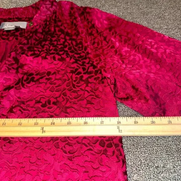 Anthropologie Velvet Jacquard Burnout Blouse Top Womens XS Burgundy Button Front - Picture 7 of 9